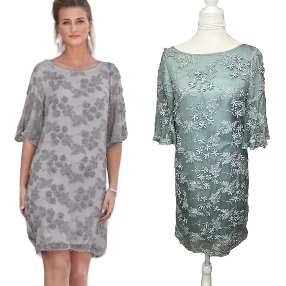 Sundance Chiffon Embroidered Dress Green - Picture 1 of 7